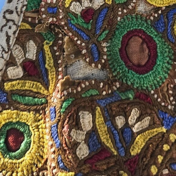 Antique Central Asian Embroidered Mirror Man’s Vest Collector Textile Afghan - Picture 12 of 15